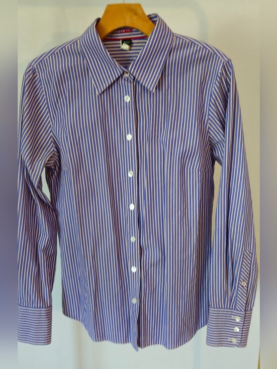 J. Crew Tops - J.crew Striped Button-Down Shirt in Blue, Red, and White